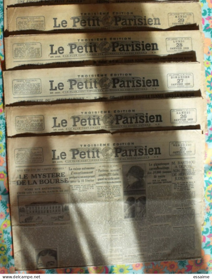 5 Journaux Le Petit Parisien De 1929 Barthou Bourse Procès De Riom Alsace Tunnel Sous La Manche Binger Espagne La Goulue - Le Petit Parisien