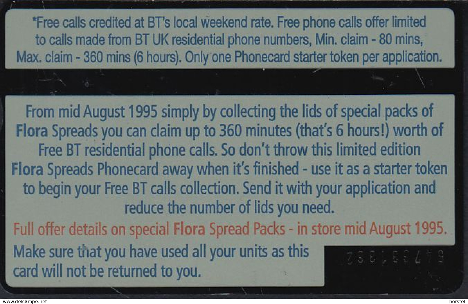 UK Bta 101 Flora Spreads - Free BT Phone Calls - 20 Units - 547G - BT Edición Publicitaria