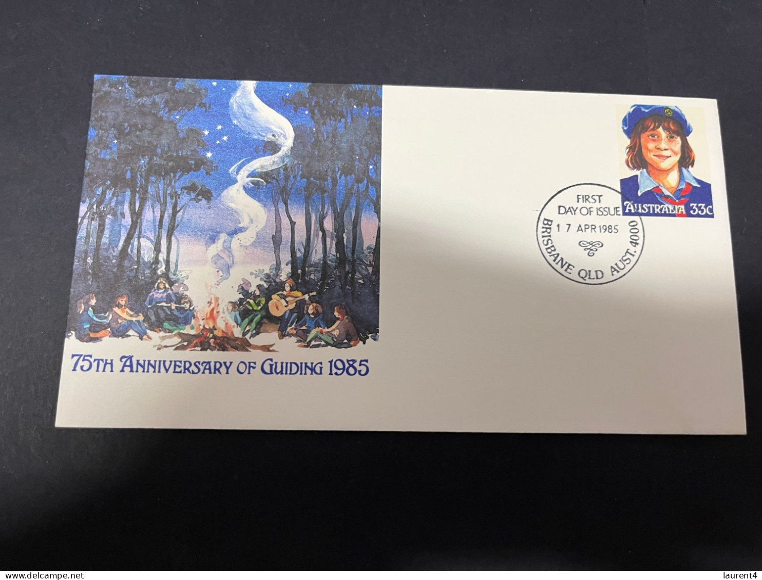 5-1-2024 (4 W 22) Australia FDC - Girls Guiding - 1985 (Brisbane P/m) - FDC