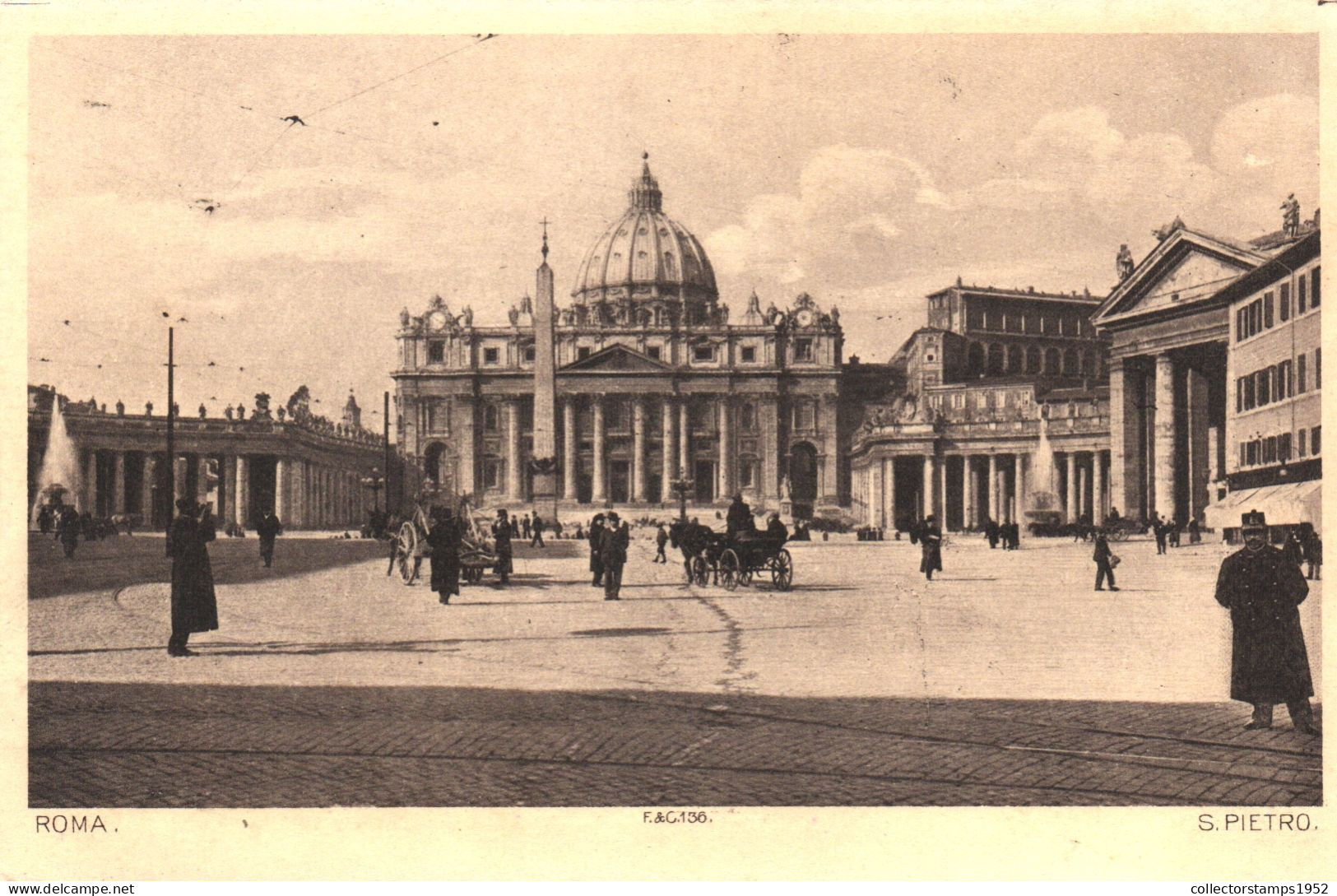 ROME, ST. PETER CHURCH, ARCHITECTURE, MONUMENT, FOUNTAIN, CARRIAGE, HORSE, ITALY - San Pietro