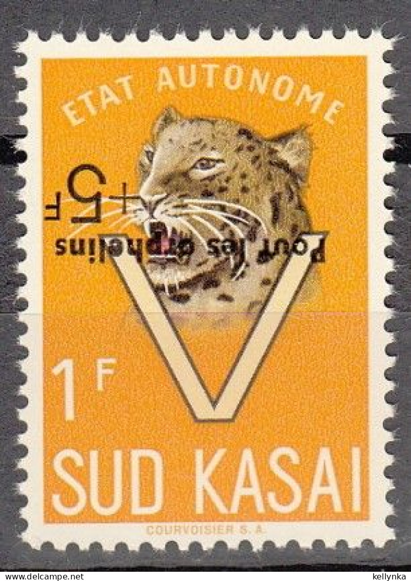 Sud Kasai - 20A - Léopards - Surcharge Renversée -  "Pour Les Orphelins" - 1961 - MNH - Sud Kasai