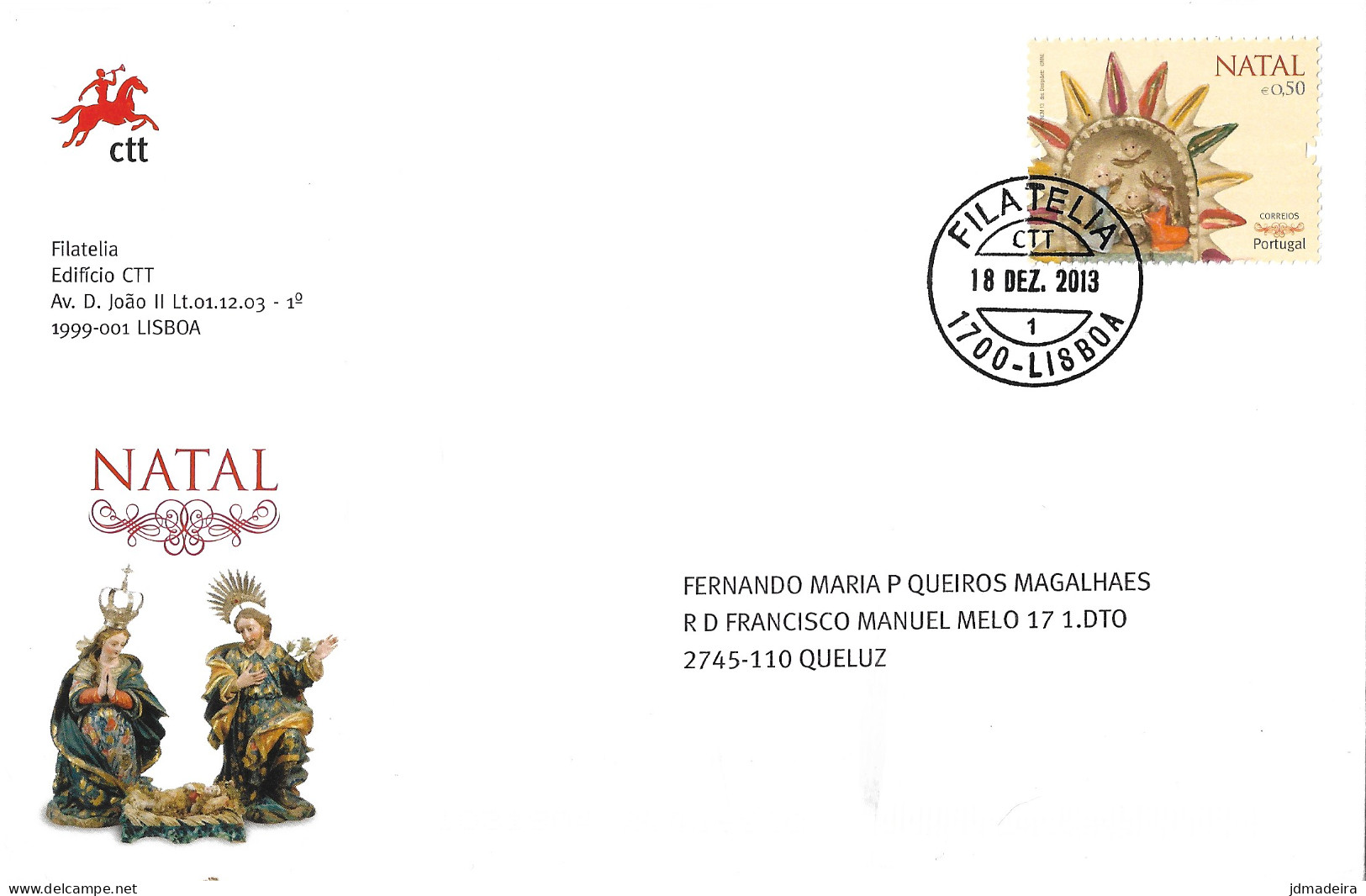 Portugal Christmas Cover With Christmas Stamp - Brieven En Documenten