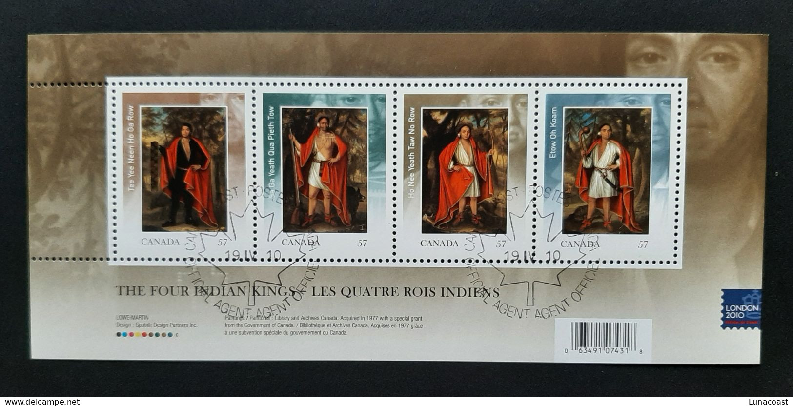 Canada 2010  USED Sc 2383c   2.28$  Souvenir Sheet, OVERPRINT, Indian Kings - Used Stamps