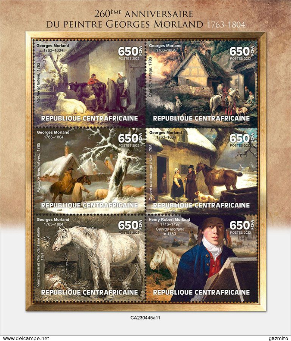 Centrafrica 2023, Art, Morland, Horse, Cow, Horse, 6val In BF - Cows