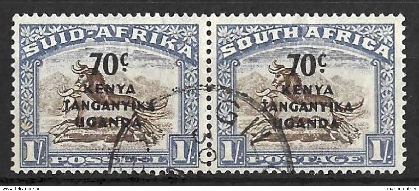 K.U.T....KING GEORGE VI..(1936-52..)....." 1941..".....70c ON 1/-..X PAIR....CDS...VFU...... - Kenya, Uganda & Tanganyika