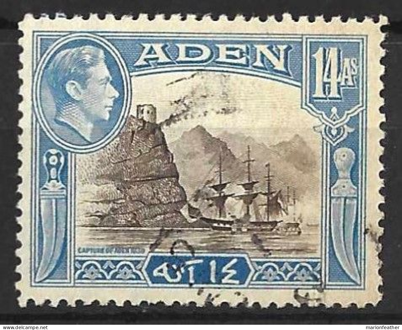 ADEN.....KING GEORGE VI..(1936-52..)....." 1939..".....14As.....SG23a.......VFU...... - Aden (1854-1963)