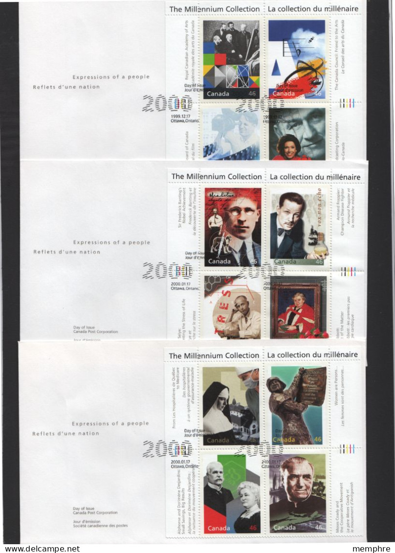 2000  Complete Set Of 17 Millenium Collection Mini-sheets On FDCs Sc 1818-1834 - 1991-2000