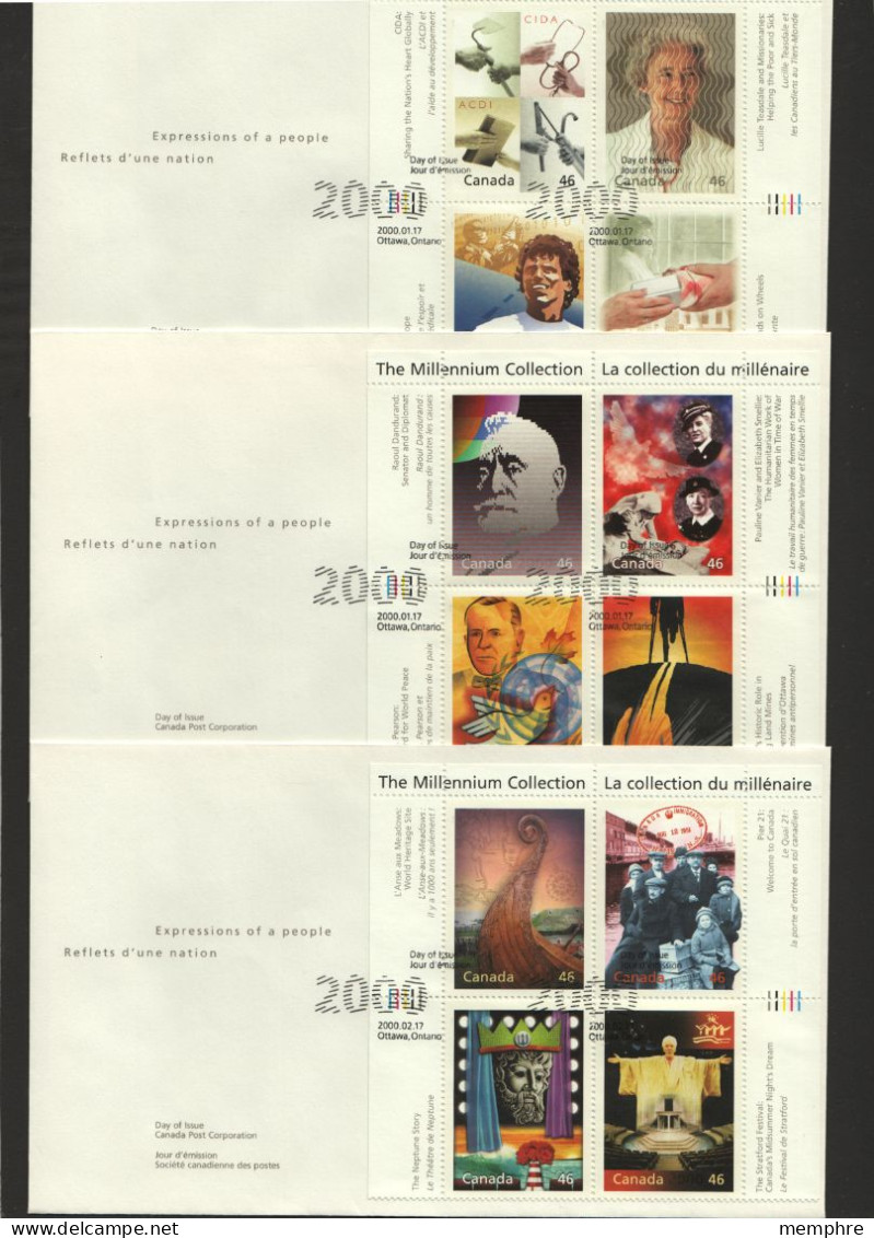 2000  Complete Set Of 17 Millenium Collection Mini-sheets On FDCs Sc 1818-1834 - 1991-2000