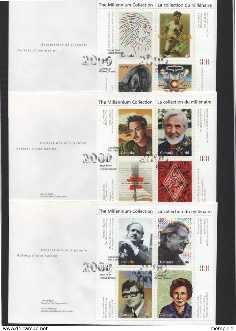 2000  Complete Set Of 17 Millenium Collection Mini-sheets On FDCs Sc 1818-1834 - 1991-2000