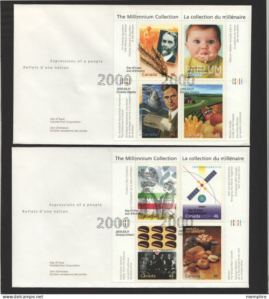 2000  Complete Set of 17 Millenium Collection Mini-sheets on FDCs Sc 1818-1834