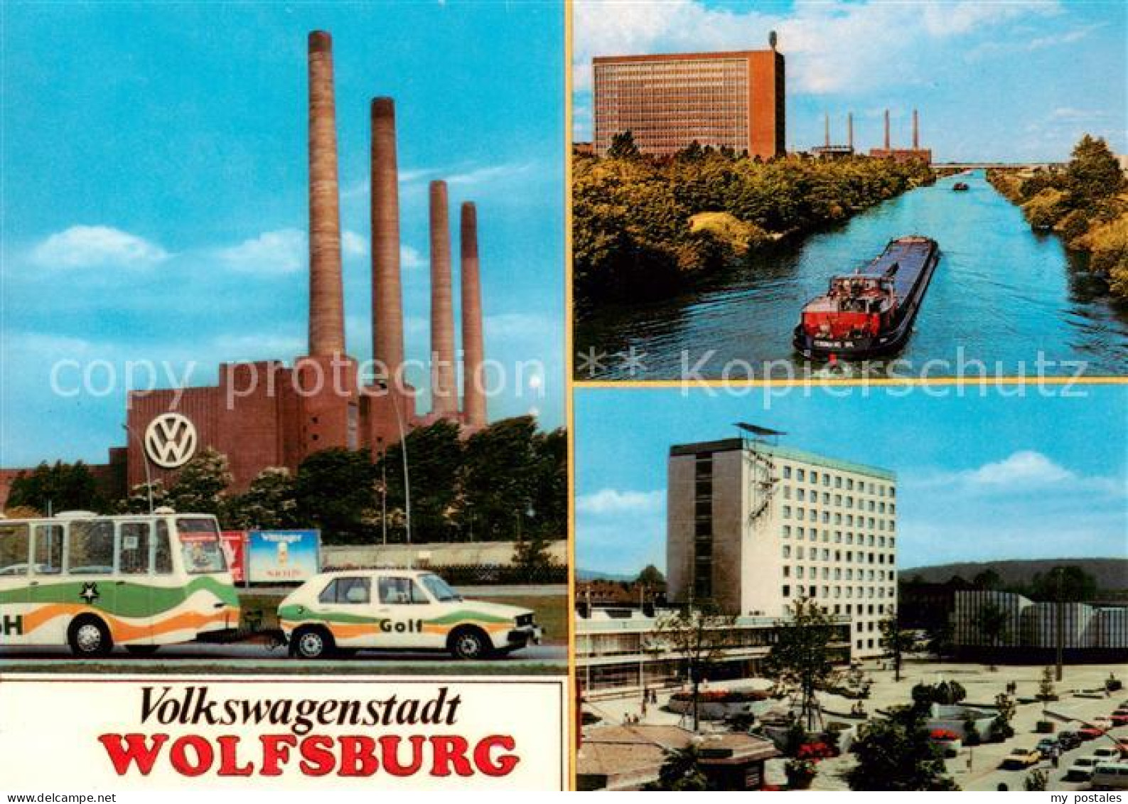 73868081 Wolfsburg VW Werk Kanal Frachter Verwaltungsgebaeude Wolfsburg - Wolfsburg