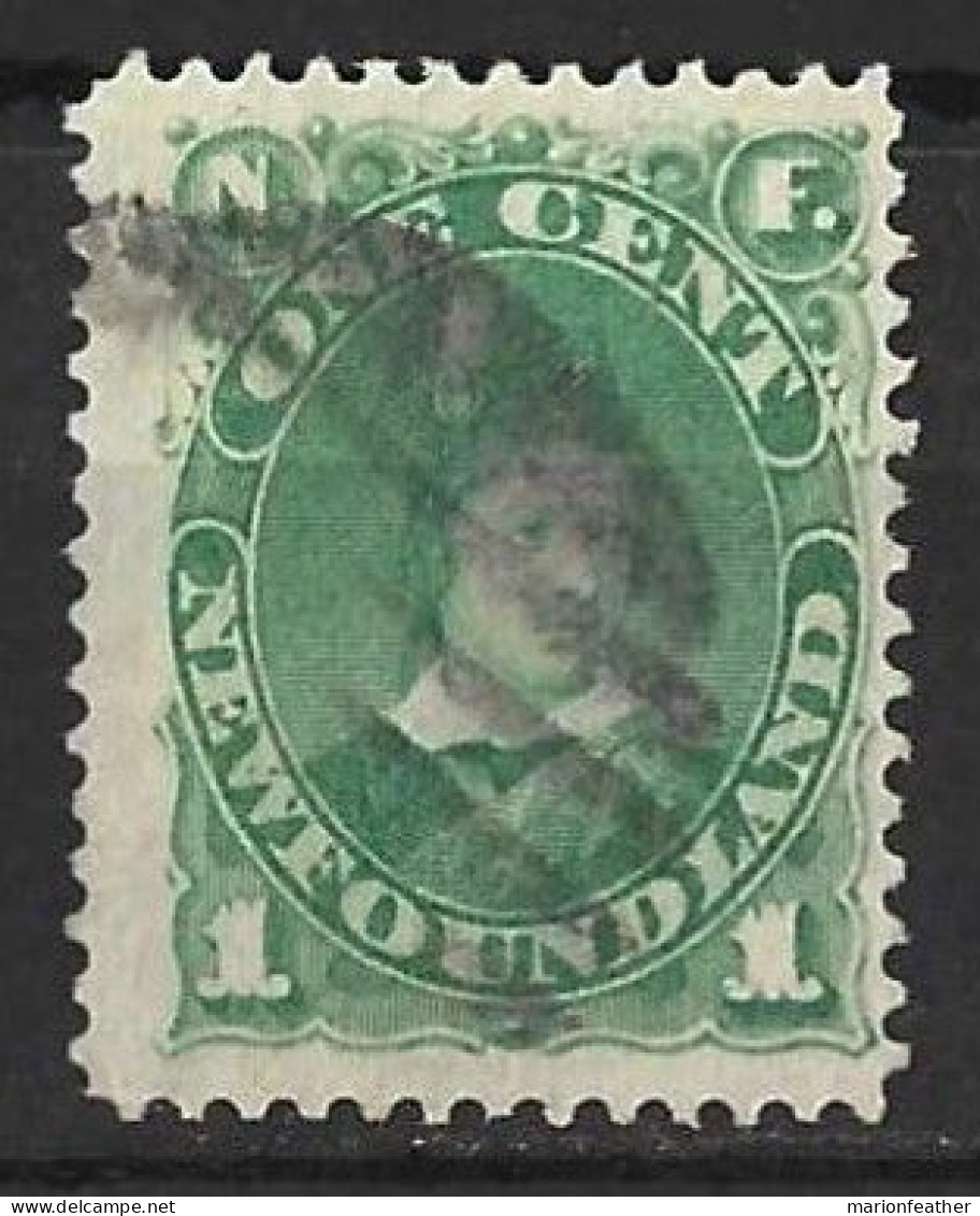 NEWFOUNDLAND....QUEEN VICTORIA...(1837-01.).." 1887.."....1d.....SG50.....BLUE-GREEN....(CAT.VAL.£14..).....VFU.. - 1865-1902