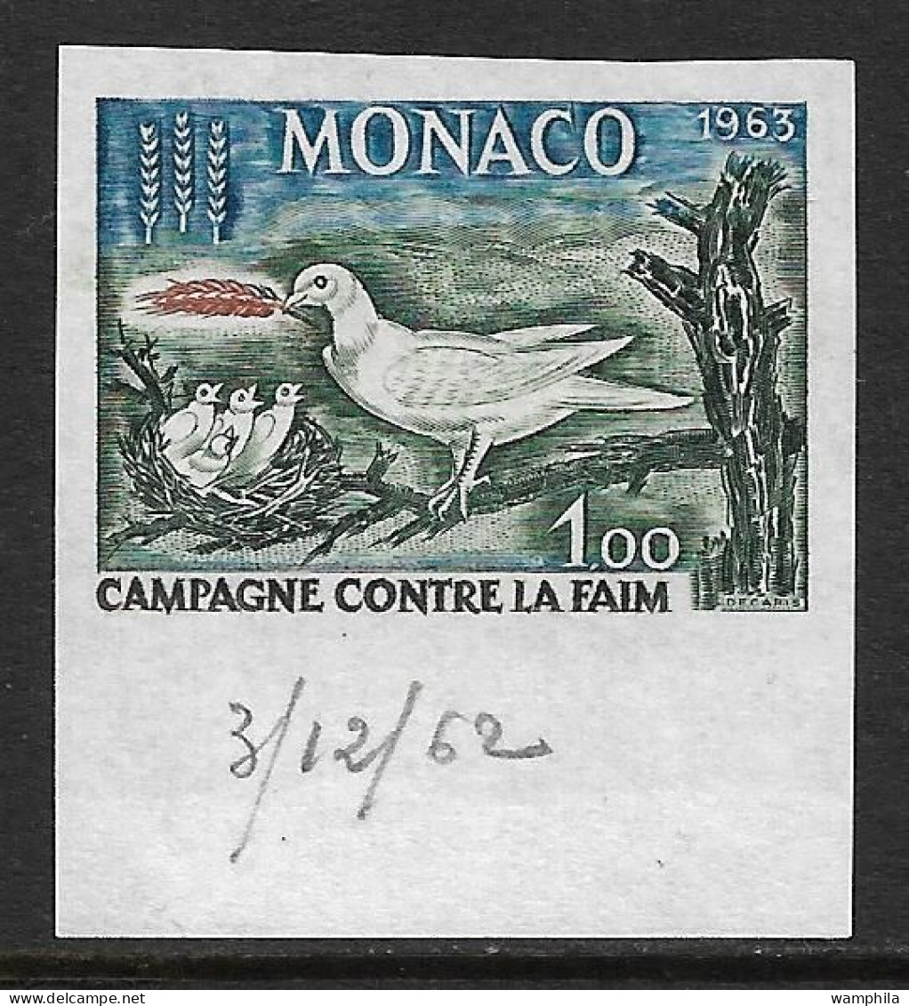Monaco N°611a** Non Dentelé Campagne Mondiale Contre La Faim. Cote 125€. - Varietà