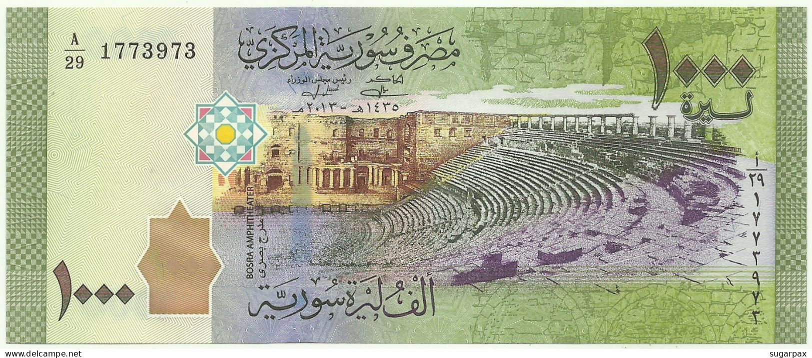 Syria - 1000 Syrian Pounds - 2013 / AH 1434 - Pick 116 - Unc. - Serie A/29 - 1.000 - Syria