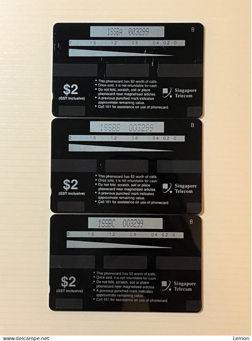 Mint Singapore Telecom GPT Singtel Phonecard, 15 Year Of Productivity Movement, Set Of 3 Mint Cards (Same Serial Number) - Singapour