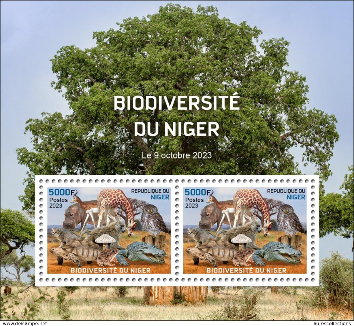 NIGER 2023 FULL PACK 16 M/S FROGS TURTLES MONKEYS HYENA BAOBAB CROCODILES GIRAFFE MUSHROOMS OWLS CATS HIPPOPOTAMUS - MNH - Grenouilles