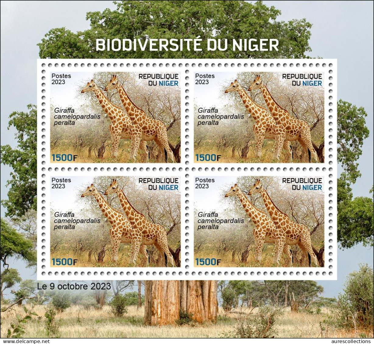 NIGER 2023 - M/S 4V - GIRAFE GIRAFES GIRAFFE GIRAFFES - MNH - Girafes