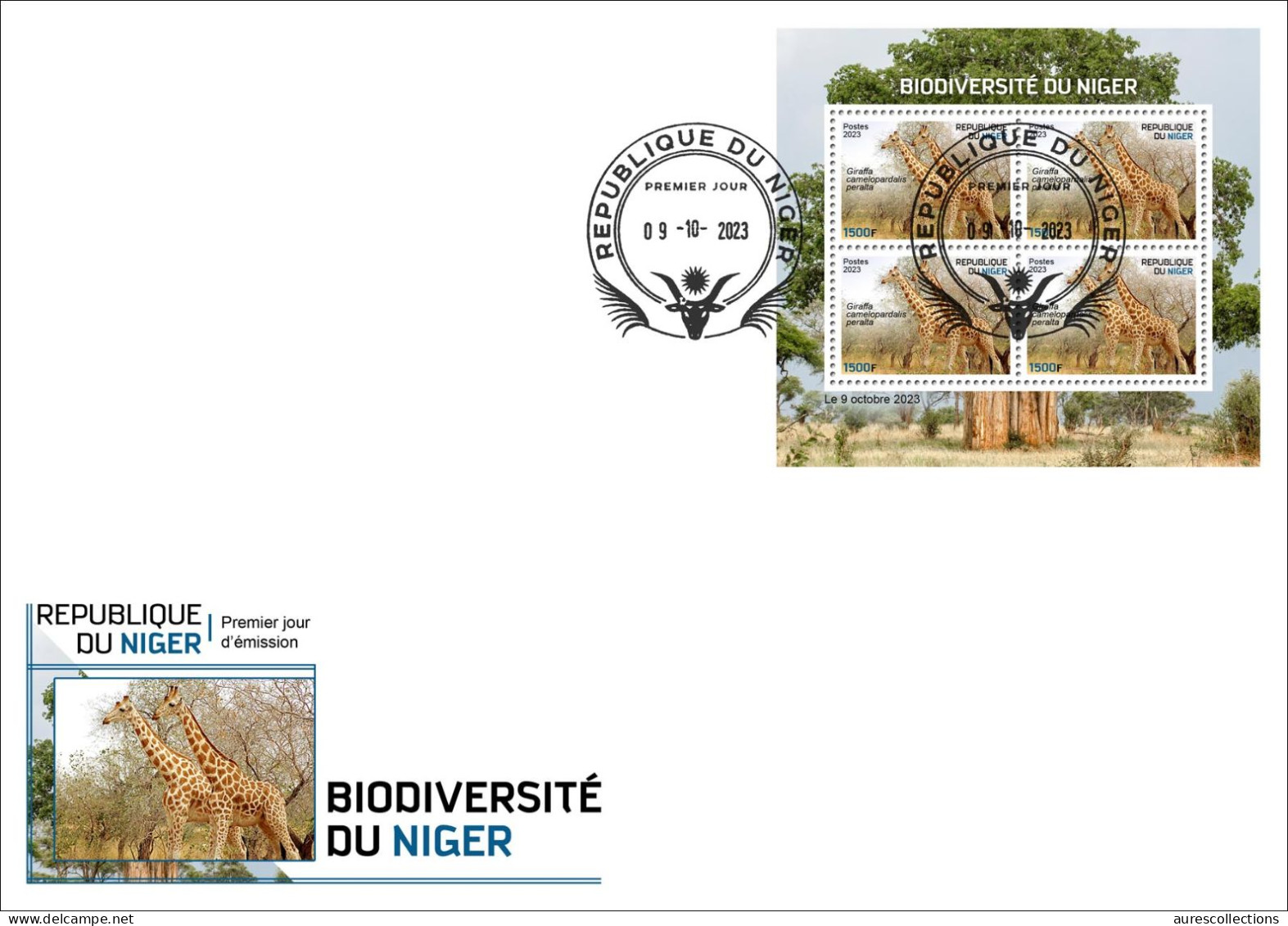 NIGER 2023 - FDC - GIRAFE GIRAFES GIRAFFE GIRAFFES - Girafes