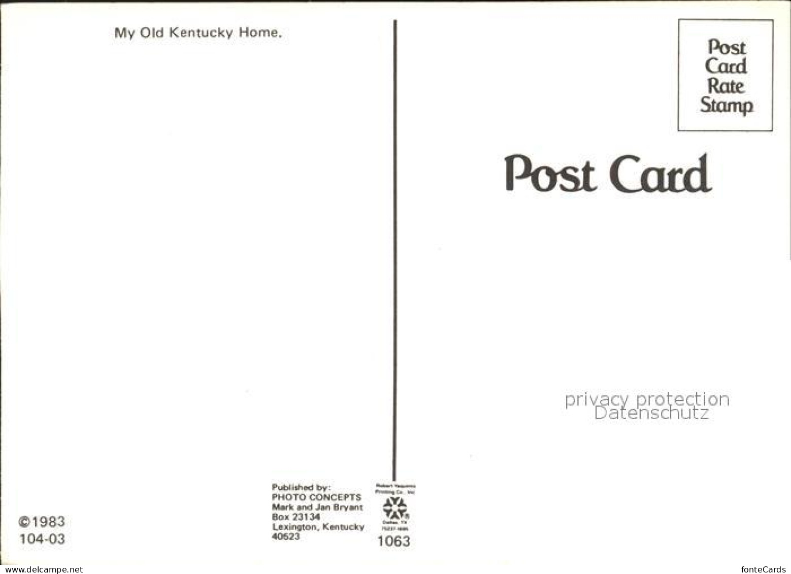 72240028 Kentucky_US-State Liederkarte My Old Kentucky Home - Autres & Non Classés