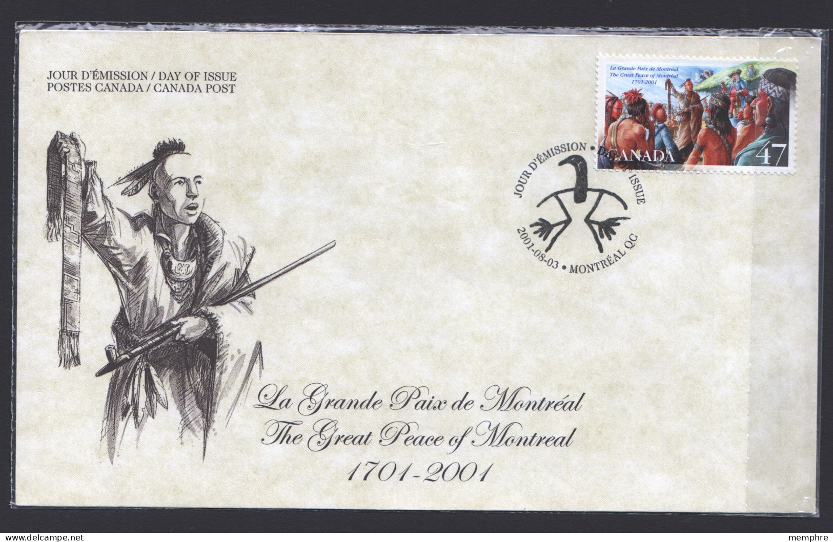2001 The 1701 Great Peace Of Montreal Between The French Settlers And Indian Nations Single Sc 1915 - 2001-2010