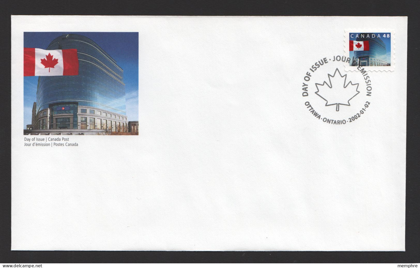 2002  Flag Oveer Canada Post Headquarters Single From Self Adhesive Booklet Sc 1931 - 2001-2010