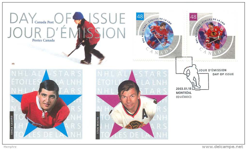 2003  National Hockey League  All Stars Series 4  Sc 1971a-f On 3 FDCs - 2001-2010