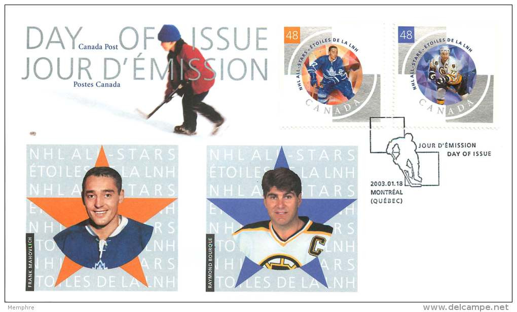 2003  National Hockey League  All Stars Series 4  Sc 1971a-f On 3 FDCs - 2001-2010