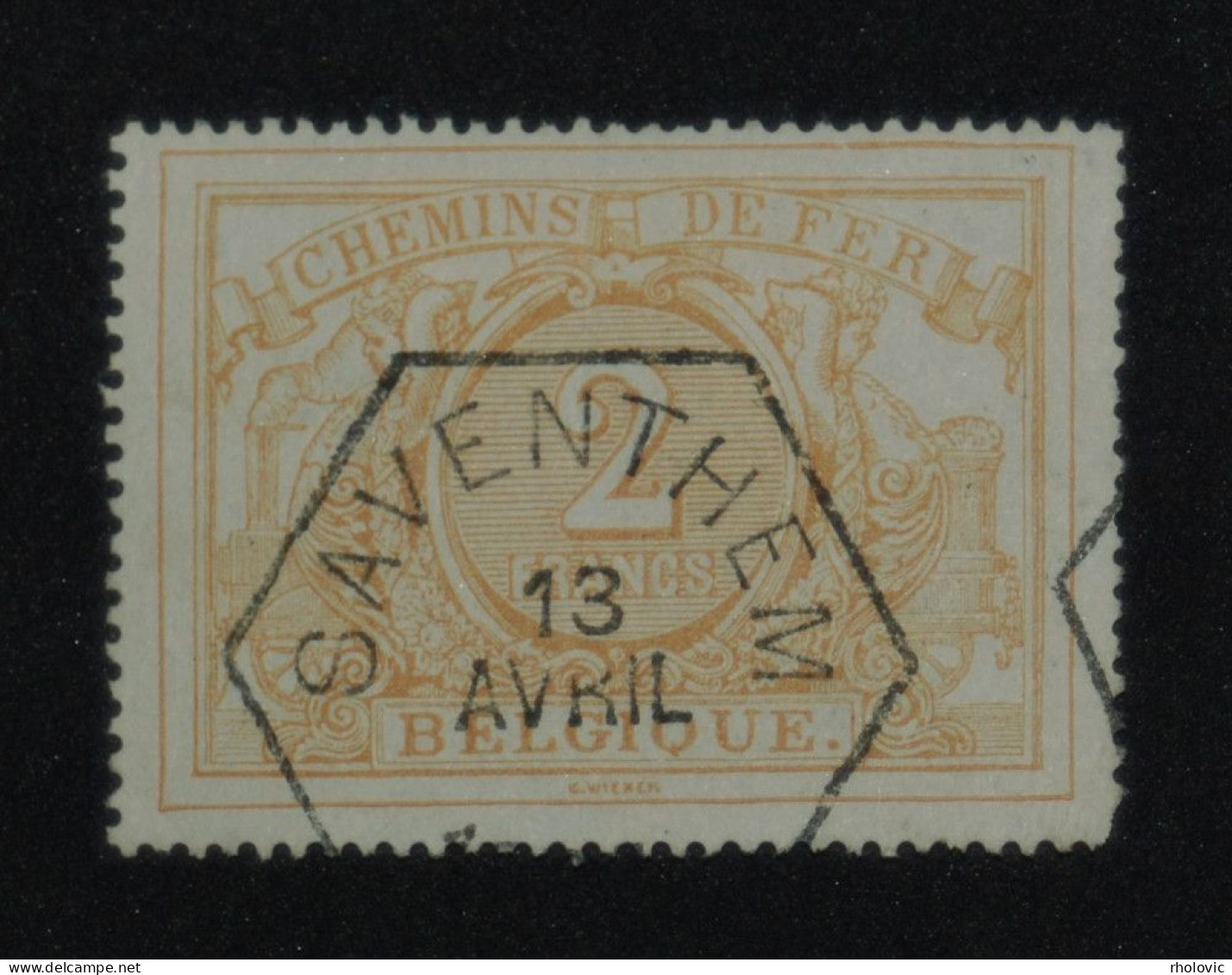 BELGIUM 1894, White Figures On Lined Background, Railway, Mi #14, Used, CV: €80 - Oblitérés