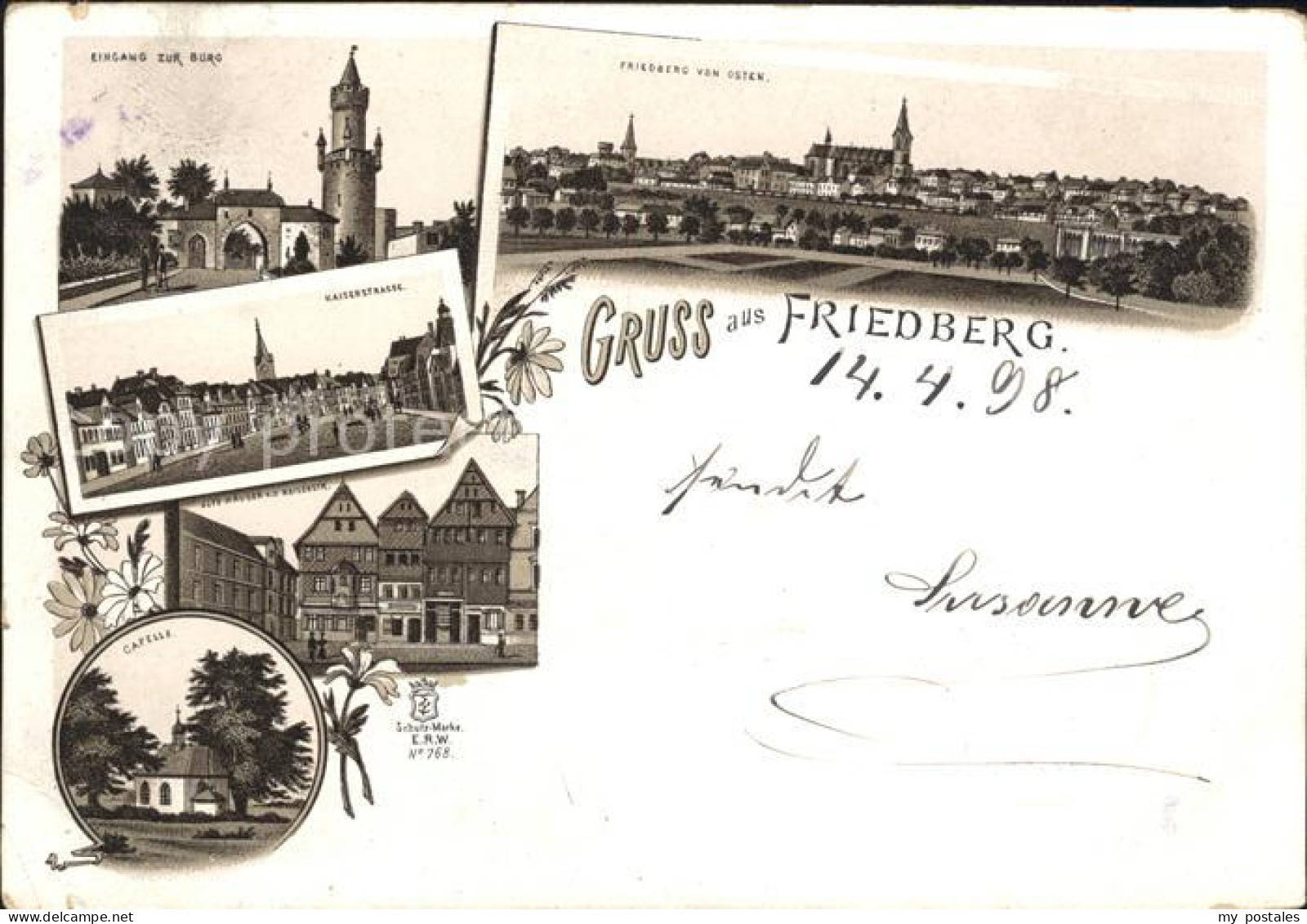 41782288 Friedberg Hessen Gesamtansicht Eingang Zur Burg Kaiserstrasse Alte Haeu - Friedberg