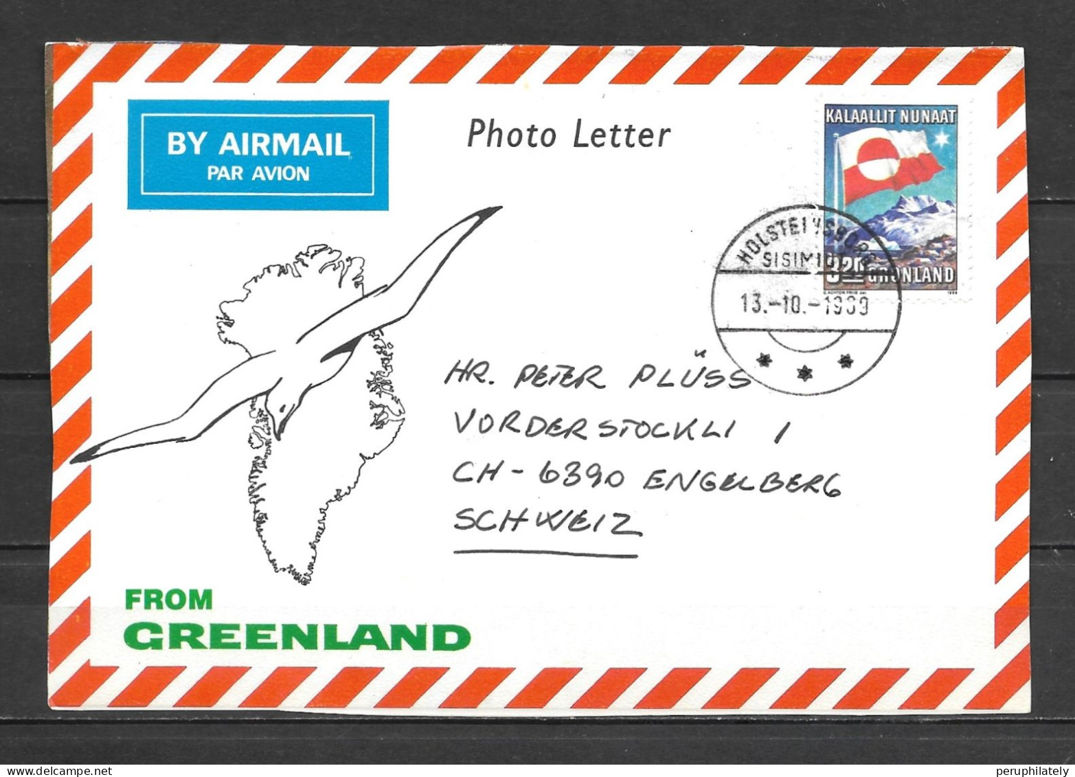 Greenland Photo Letter Fragment , Holsteinborg Sent To Switzerland - Lettres & Documents