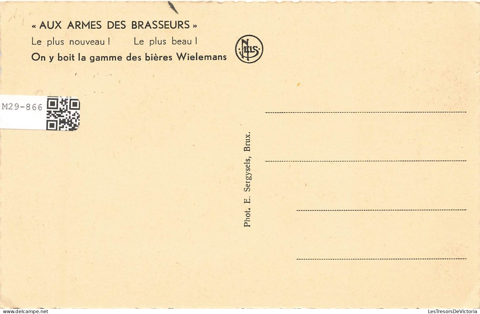 PUBLICITÉ - Aux Armes Des Brasseurs - Bières Wielemans - Carte Postale Ancienne - Werbepostkarten