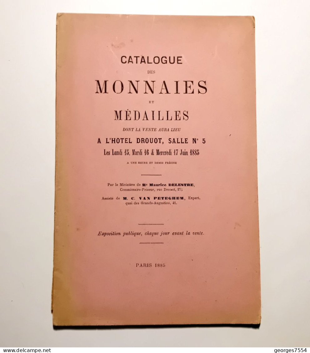 CATALOGUE DES MONNAIES ET MEDAILLES - VENTE  HOTEL DROUOT 1885 - Other & Unclassified