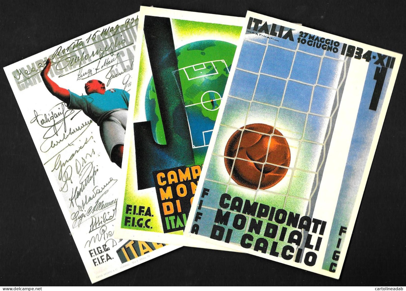 [MD8484] CPM - SERIE DI 3 CARTOLINE - RIEDIZIONE - COPPA DEL MONDO DI CALCIO 1934 - NUMERATE - PERFETTE - Non Viaggiate - Calcio