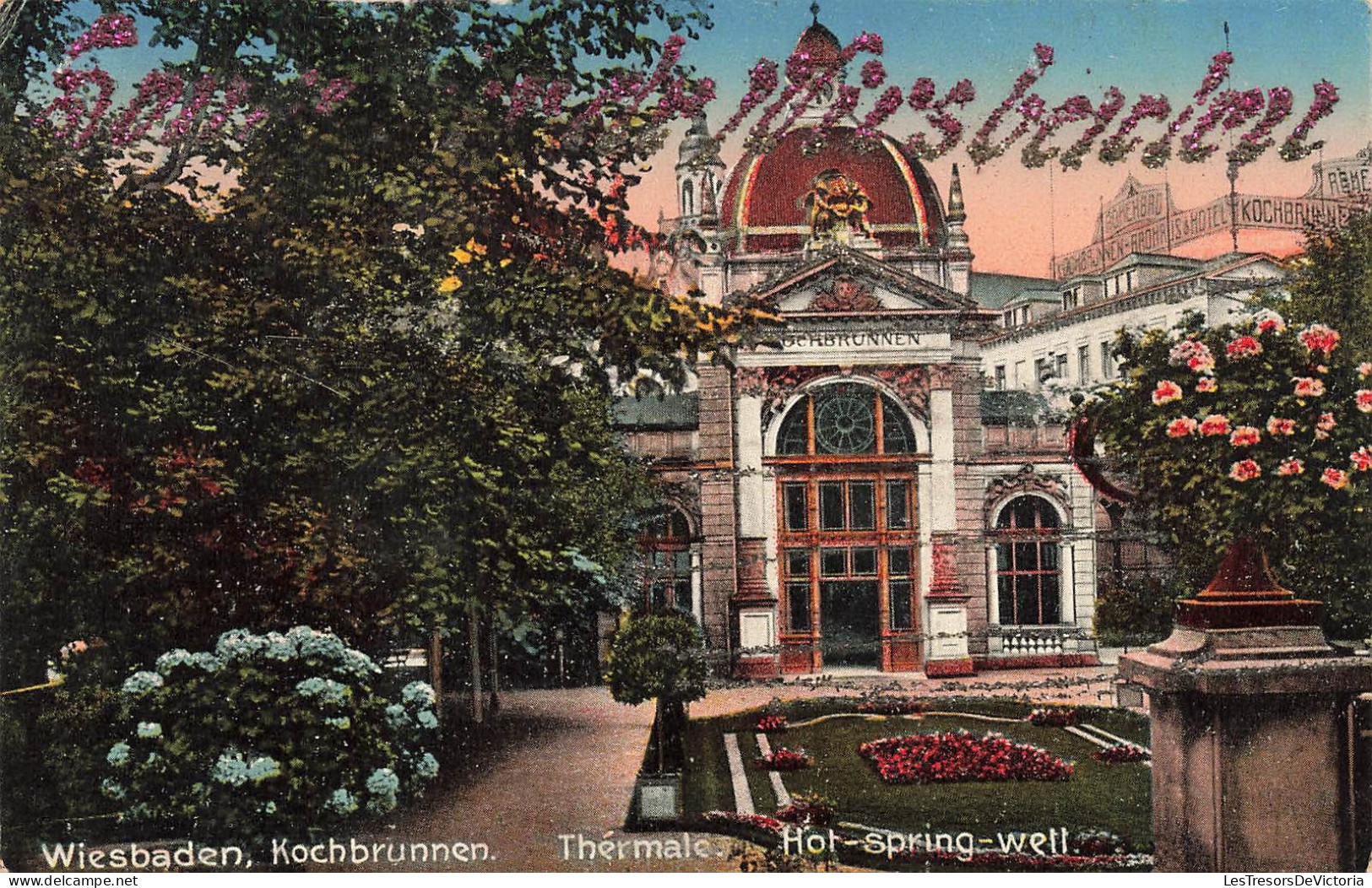 ALLEMAGNE - Wiesbaden - Kochbrunnen - Thermale - Hot Spring Well - Colorisé - Carte Postale Ancienne - Wiesbaden