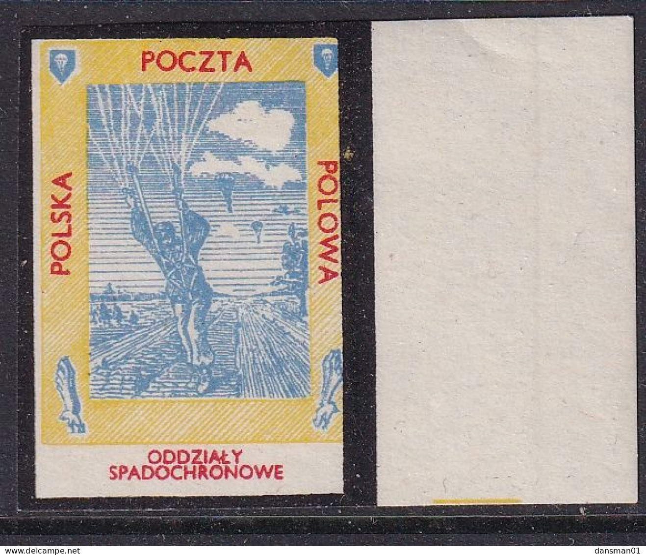 POLAND 1943 Field Post Seals Parachutist Black Border Smith FP3 Mint Hinged - Vignetten Van De Bevrijding