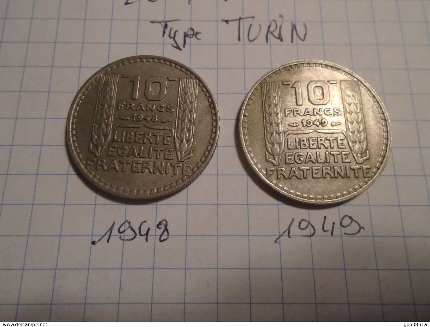 1948/1949 -   LOT N° 19  - 2  Piece De 10 FRANCS Type TURIN )  ++ 4 Photos - 10 Francs