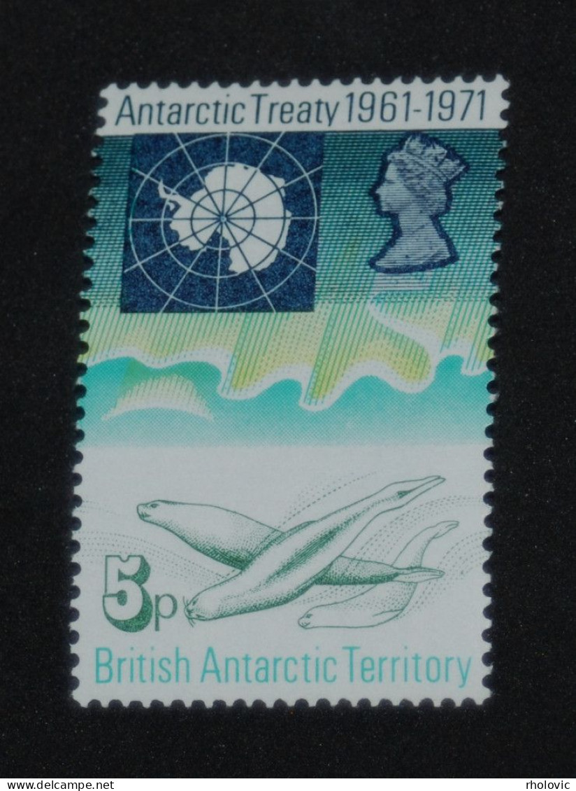 BRITISH ANTARCTIC TERRITORY 1971, 10 Years Antarctic Treaty, Fauna, Mi #41, MNH** - Ongebruikt