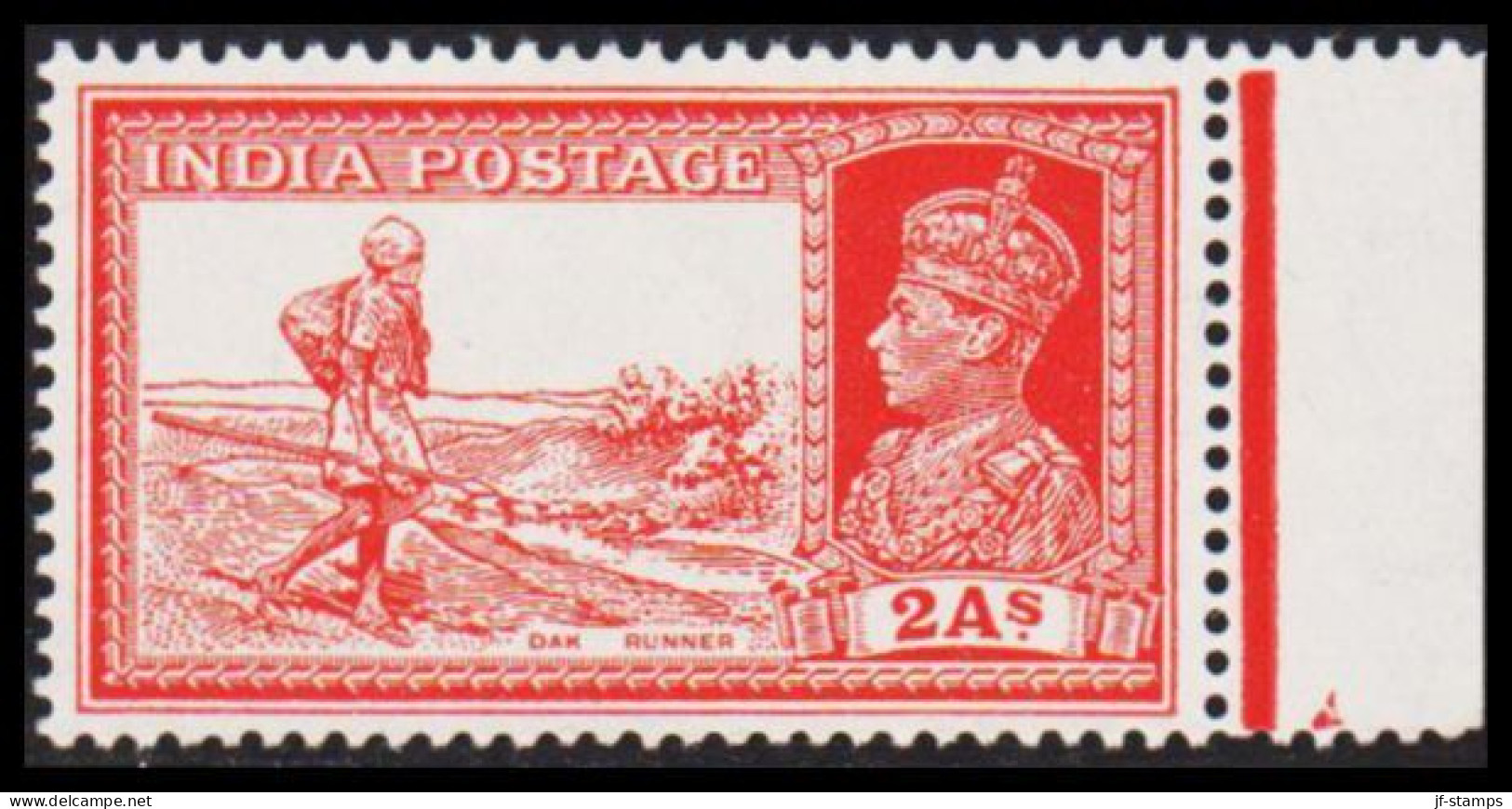 1937. INDIA. GEORG VI 2 As DAK RUNNER Hinged. - JF540058 - 1936-47  George VI