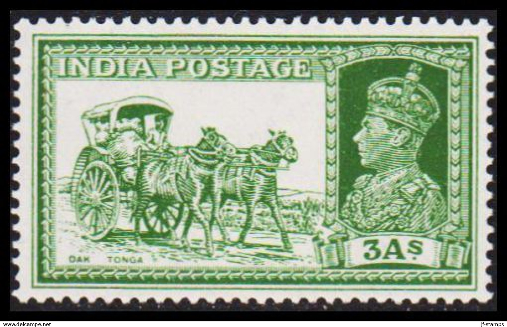 1937. INDIA. GEORG VI 3 As DAK TONGA, Hinged. - JF540060 - 1936-47 Roi Georges VI