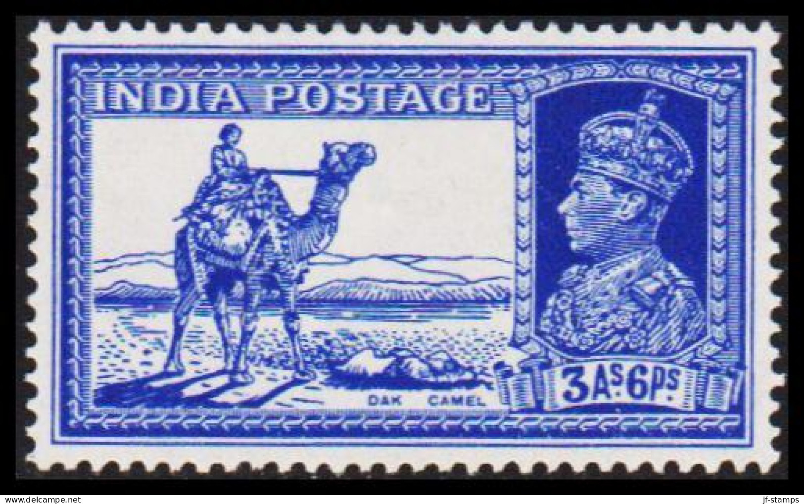 1937. INDIA. GEORG VI 3 As 6 Ps DAK CAMEL, Hinged. - JF540061 - 1936-47 Koning George VI