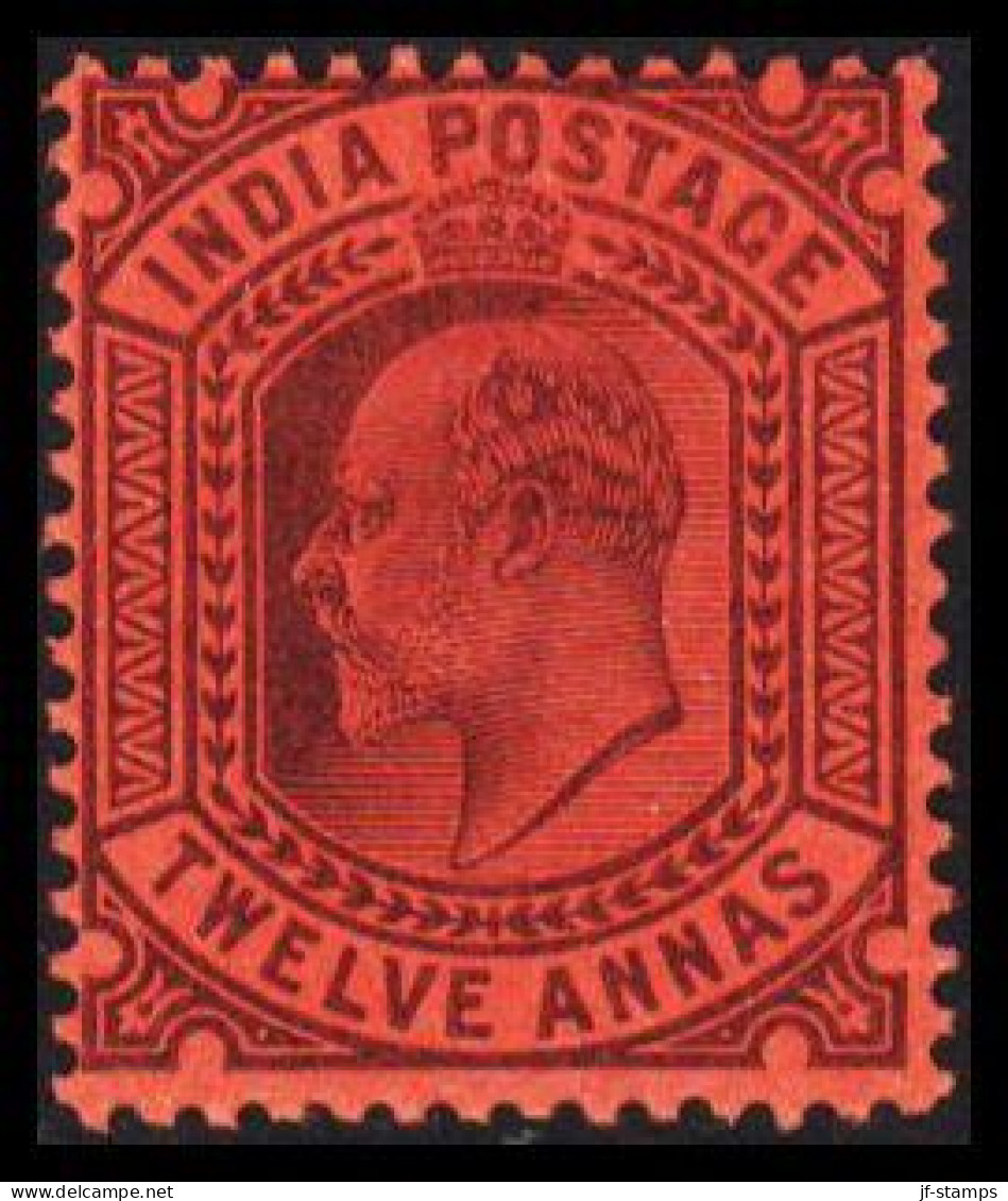 1902-1903. INDIA. Edward VII. TWELVE ANNAS. Very Light Hinged. - JF540073 - 1902-11  Edward VII