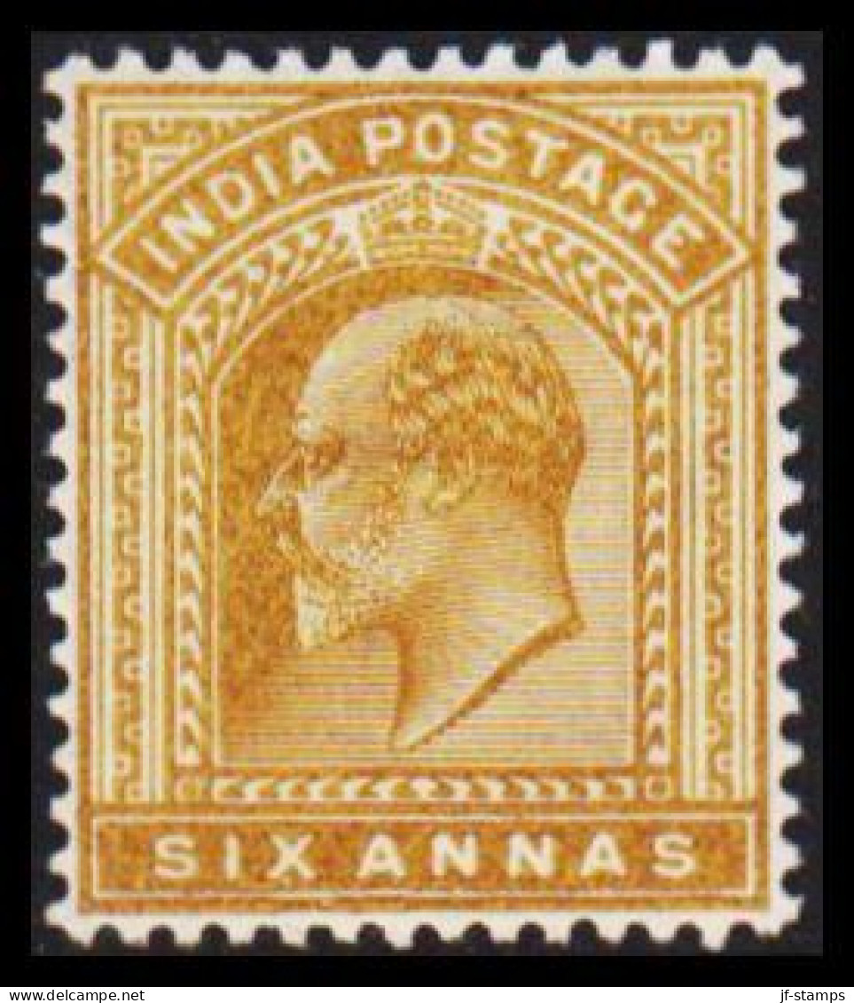 1902-1903. INDIA. Edward VII. SIX ANNAS. Very Light Hinged. - JF540074 - 1902-11 Koning Edward VII