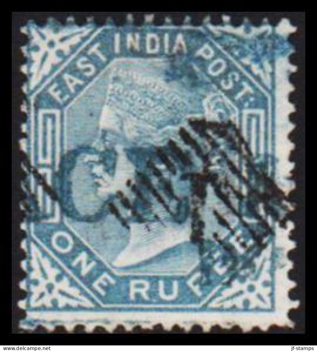 1874-1876. INDIA. Victoria. ONE RUPEE. EAST INDIA POST. Very Interesting Cancels.  - JF540079 - 1858-79 Compagnie Des Indes & Gouvernement De La Reine