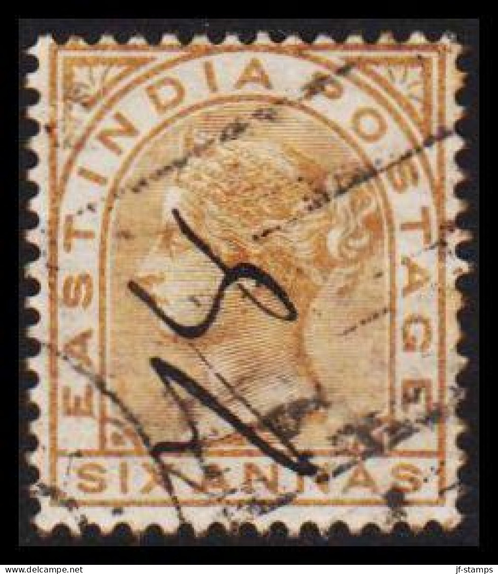 1874-1876. INDIA. Victoria. SIX ANNAS. EAST INDIA POST.  - JF540081 - 1858-79 Kronenkolonie