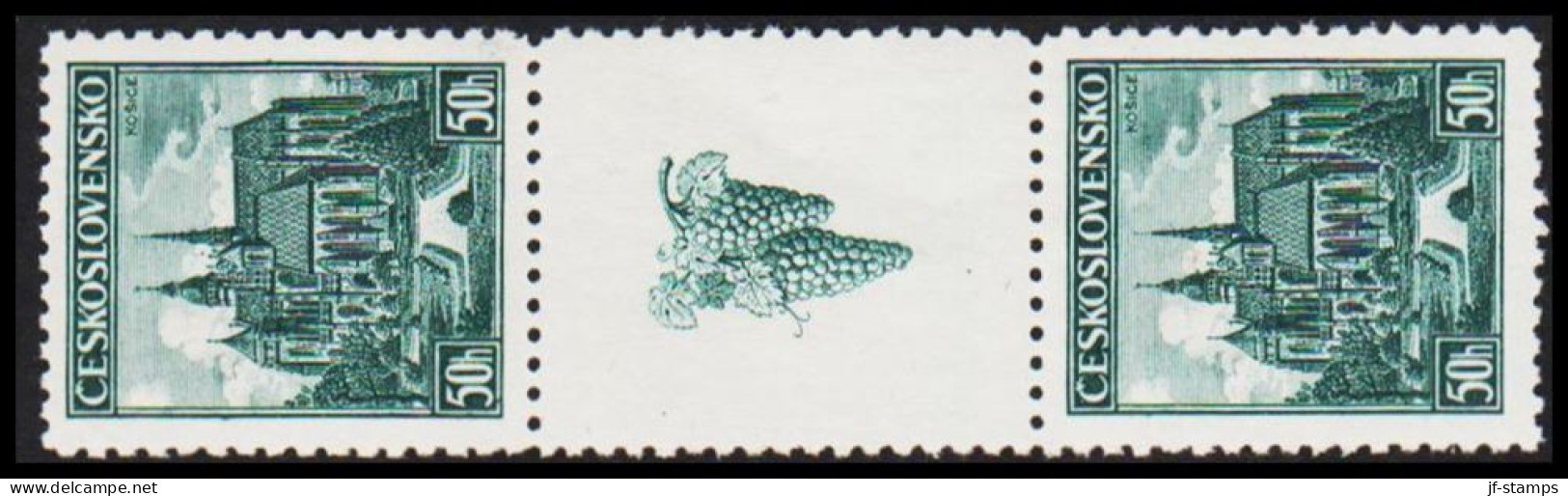 1938. CESKOSLOVENSKO.  Briefmarkenausstellung In Kaschau 50 H  With Vignette Never Hinged.... (Michel 401 ZS) - JF540108 - Neufs