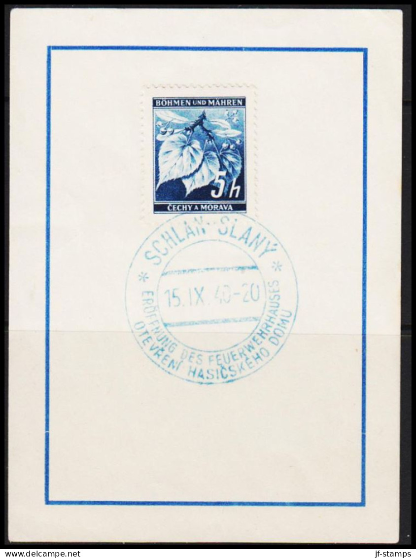 1940. BÖHMEN Und MÄHREN Fine Small Card With 5 H With Special Cancel SCHLAN SLANY ERÖFFNUNG DE... (Michel 20) - JF540126 - Oblitérés
