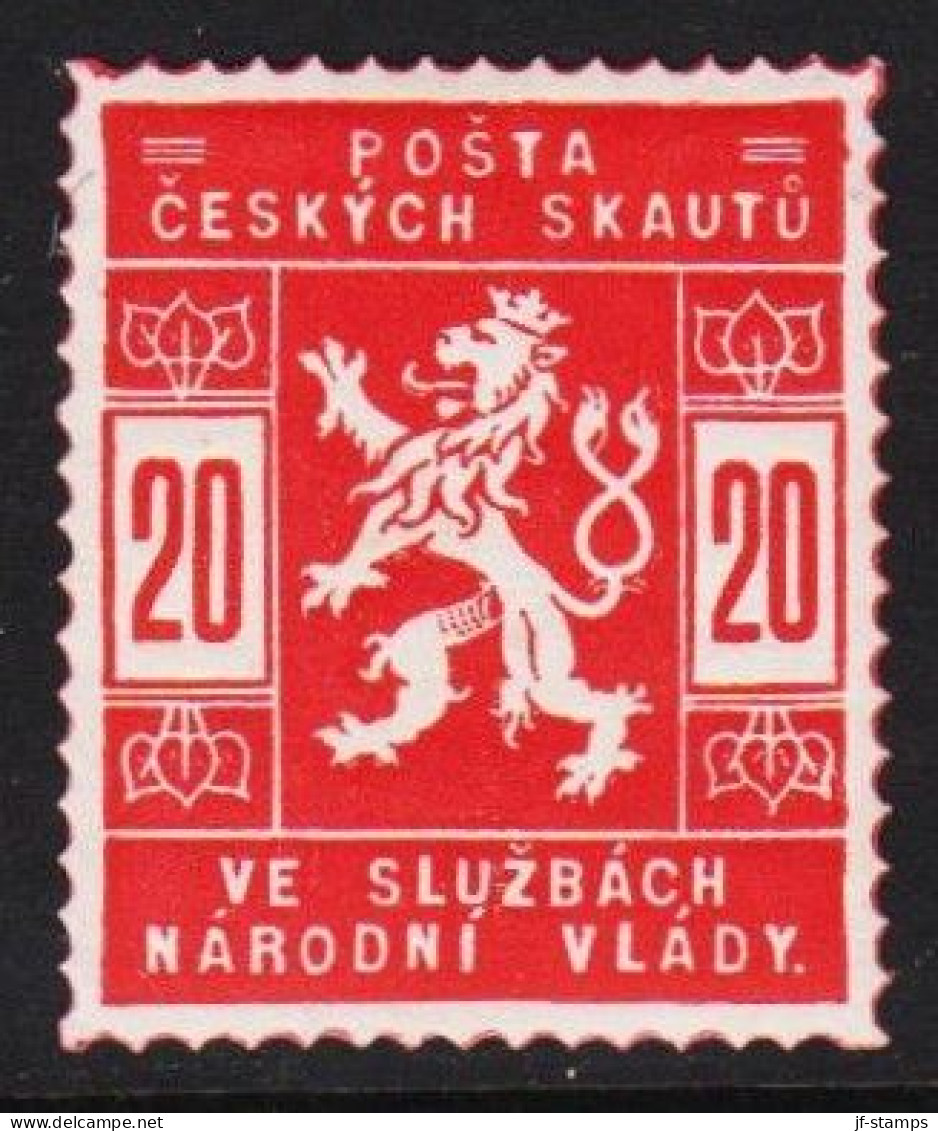 1918. CESKOSLOVENSKO.  POSTA CESKYCH SKAUTU VE SLUZBACH NARODNI VLADY 20 H Hinged. Unusual Sco... (Michel II) - JF540172 - Nuovi