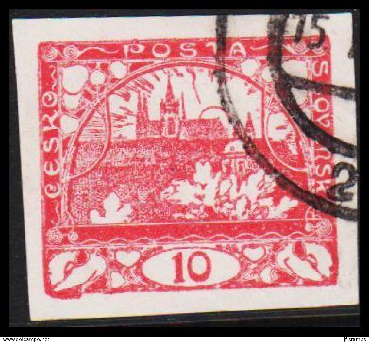 1919. CESKOSLOVENSKO. Hradschin. 10 Heller. Imperforated.  (Michel 3) - JF540179 - Used Stamps