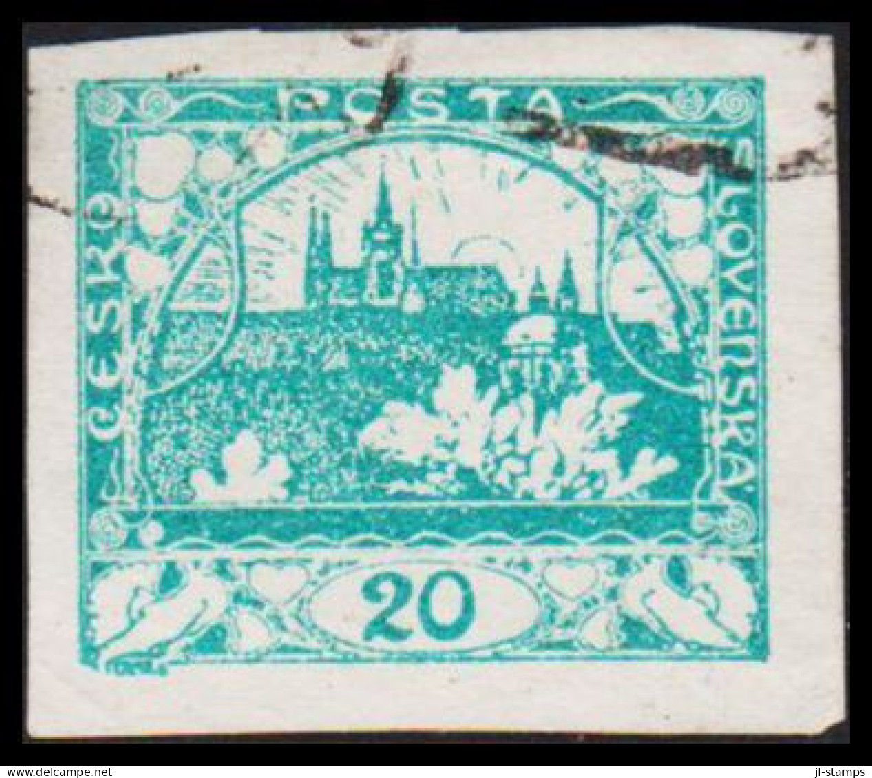 1919. CESKOSLOVENSKO. Hradschin. 20 Heller. Imperforated.  (Michel 4) - JF540180 - Oblitérés