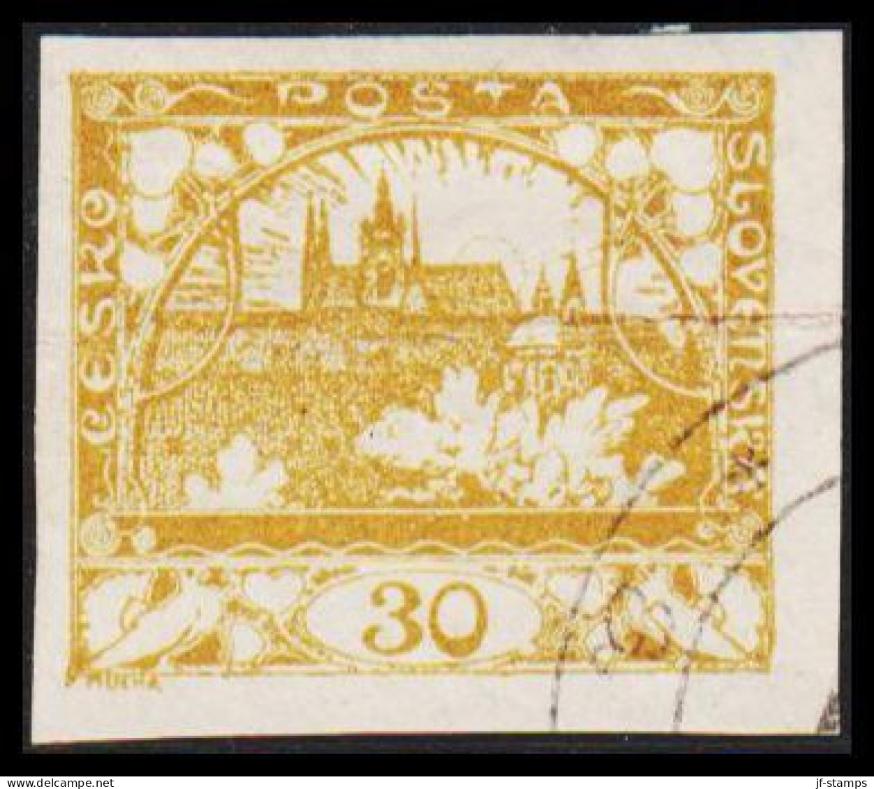 1919. CESKOSLOVENSKO. Hradschin. 30 Heller. Imperforated.  (Michel 6) - JF540181 - Used Stamps